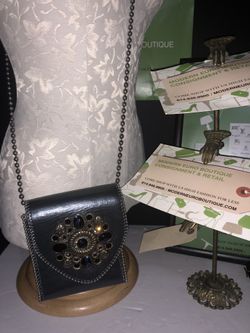 Leather works rhinestone purse very nice