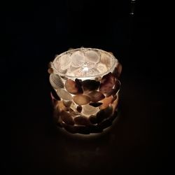 Shell Covered Glass Tea Lite Holder