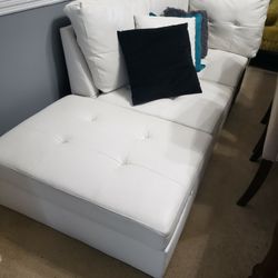 Leather Sofa with Leg Rest