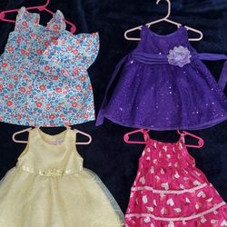 4 Baby Girl Dresses Size 18 Mo.