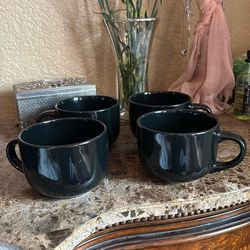 Set Of 4 Large black Mugs