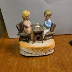Vintage Sankyo Japan Praying at Table Wind-up Music Box Musical Bless This House