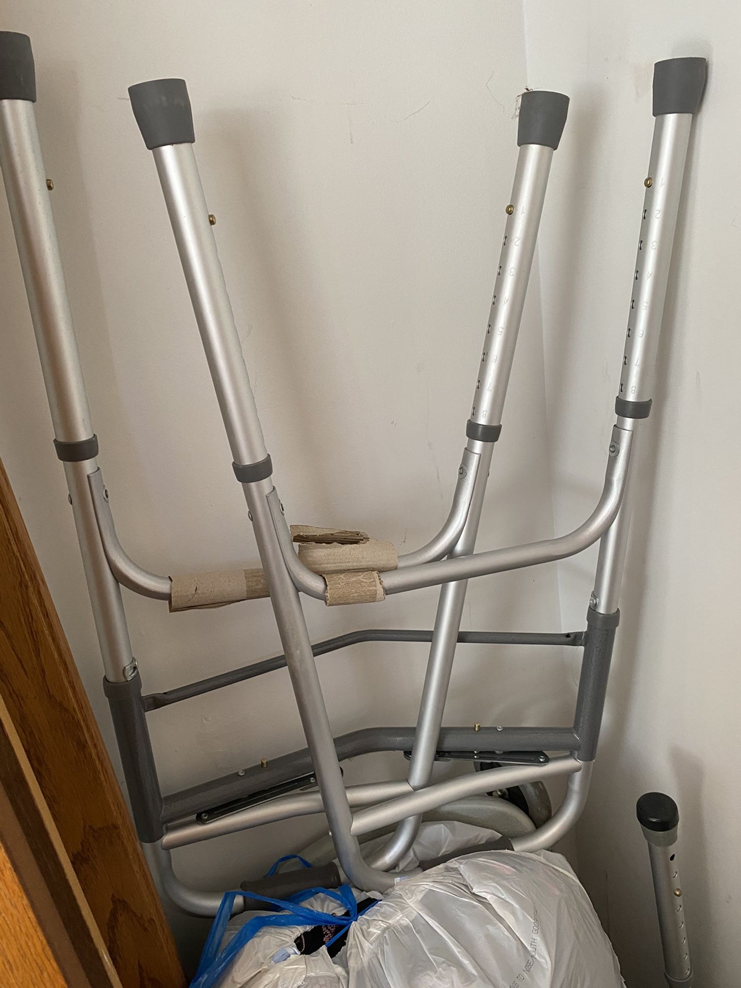 walker and wheelchair/bathtub chair