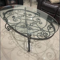 Wrought Iron And /or Oval Glass Table 