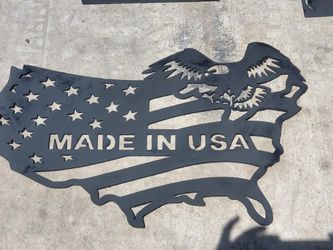 Usa Metal Flag About 2ft By 1ft.