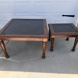 Two End Tables Black Design Top