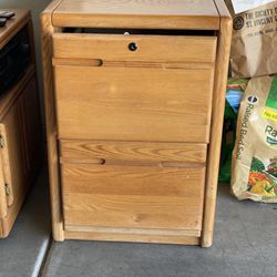 Solid Oak 2 Drawer File Cabinet 