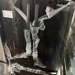 WHIRLPOOL 36” FRENCH DOOR REFRIGERATOR IN BLACK WITH ICE MAKER. $1,250. MODEL #WRFF3136SB. ORIGINAL PRICE: $1,799 