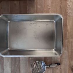 Stainless Steel Cat Liter Box w/Scooper