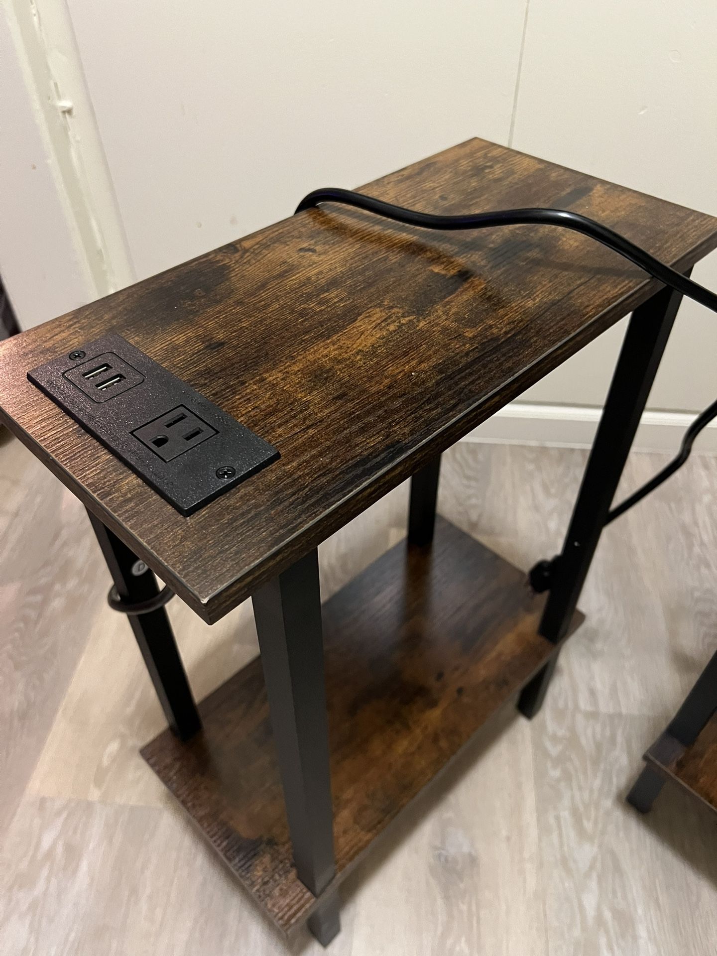 2 End Tables (Slim) with Charging Station