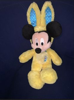 Disney Store Easter MICKEY Mouse Yellow Easter Bunny Costume Plush 15"