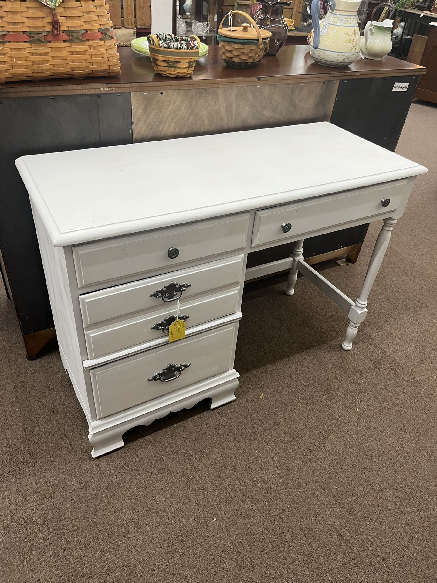 White 4 Drawer Vanity Desk