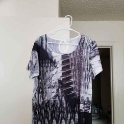 Christopher and Banks Black and White Blouse Size XL 