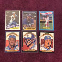 Lot Of Six 6 Milwaukee Brewers Hand Signed Autograph Baseball Cards Don Sutton Cecil Cooper+++