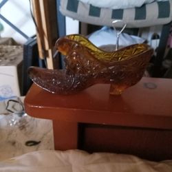 Vintage  Fenton Hobnail Cats' Head Victorian Glass Shoe