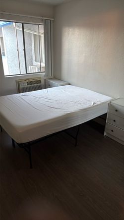 Full Size Mattress With Metal Frame - SELLING CHEAP! With free 2 night stands