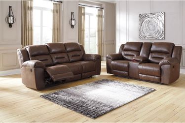 Stoneland Manual Reclining Sofa and Loveseat Set Chocolate