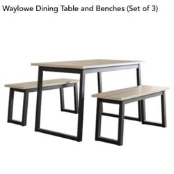 Waylowe Dining Table And Benches ( Set Of 3 )