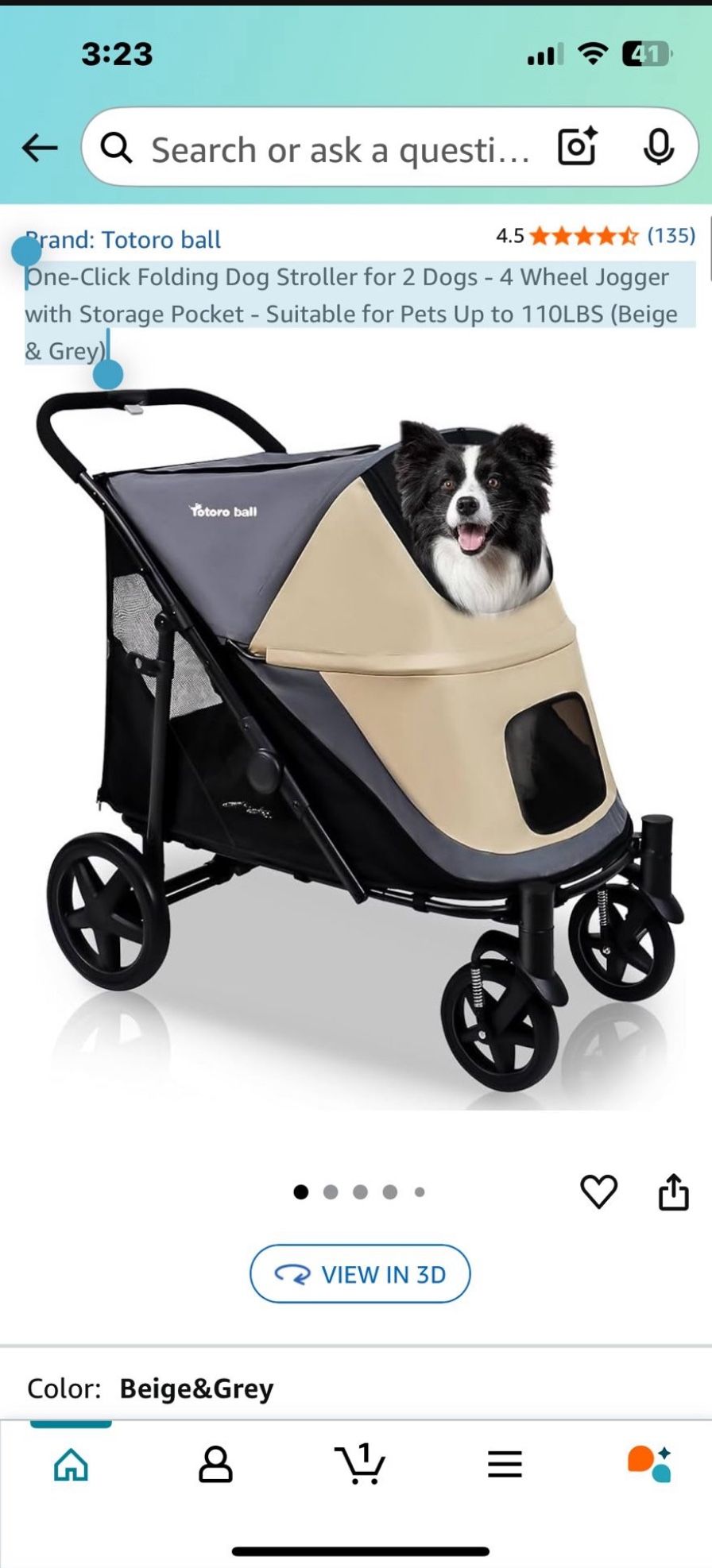 One click Folding Dog Stroller