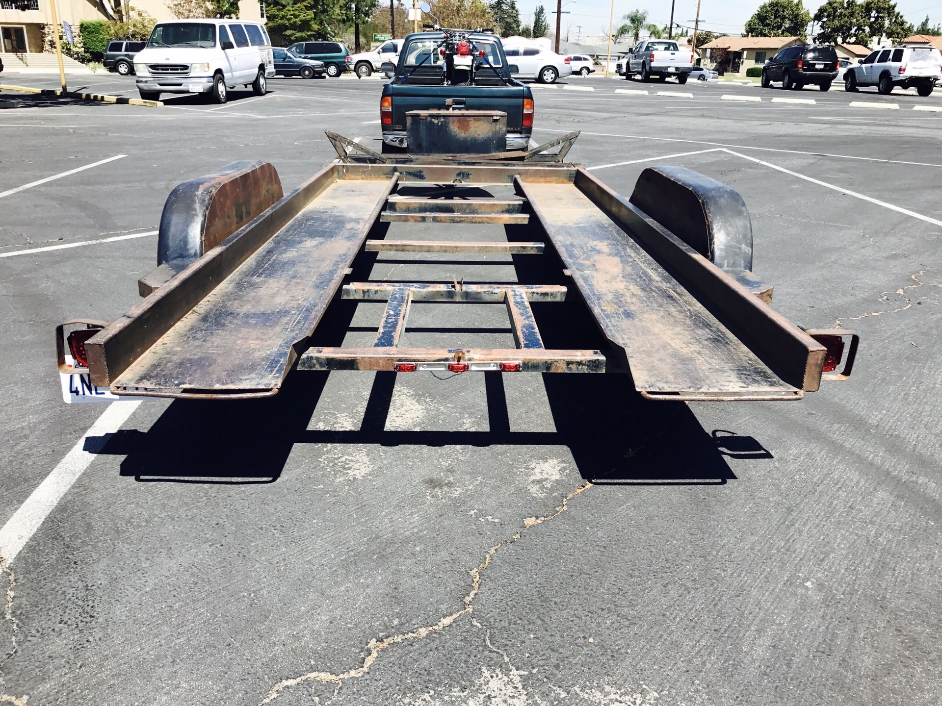 Dico Car & Motorcycle Trailer , W/ Ramps , All New Wiring & LED Lights , Free Backing Brakes , Good ST Heavy Duty Tires , Registered Permanent Plates