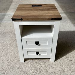 Farmhouse Nightstand w/ Power Outlet & USB 
