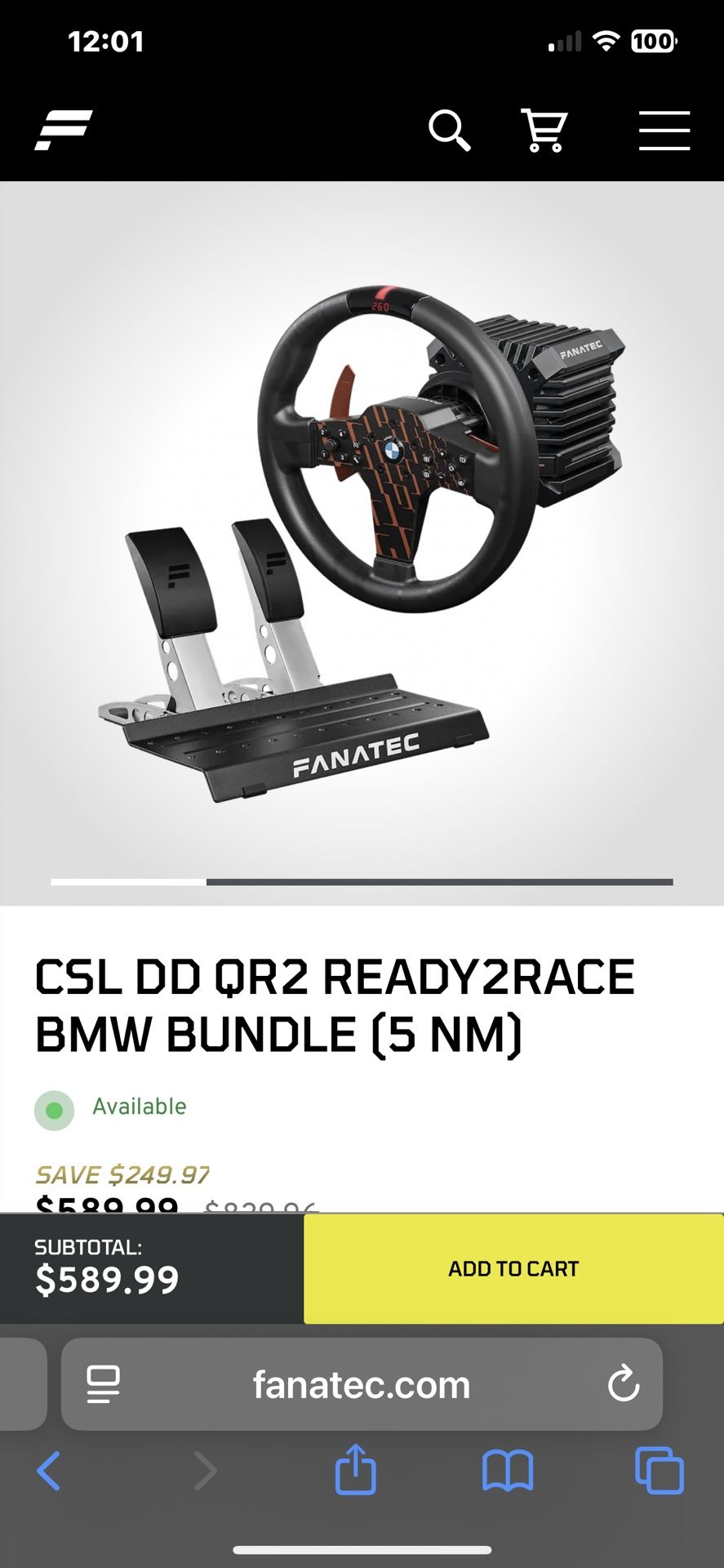 Fanatec Wheel Bundle For Iracing PC
