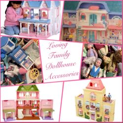 Vintage Fisher Price Loving Family Dollhouse & Replacement Dolls Furniture & Accessories (Read Post)  