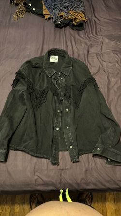 Large black denim jacket from Zara