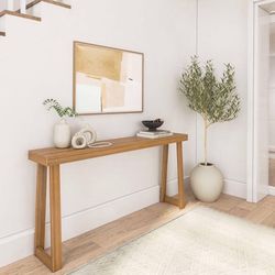 Open Box Plank+Beam Solid Wood Console Table, 66 Inch, Sofa Table, Narrow Entryway Table for Hallway, Behind The Couch, Living Room, Foyer, Easy