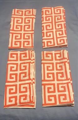 Southern living Sherbet Orange Greek Key geometric design napkins set of 4 $5 for the set must pick up