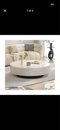 40” white round marble coffee table