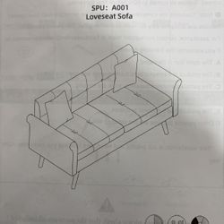 N-Small Sofa, Soft Small Couch with 2 Pillows, Comfy Love Seat Couches, Tool-Free Setup Loveseat Sofa, 700lb Load Sofas for Living Room, Cozy Couches 