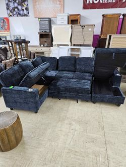 💥 Brand new comfortable Grey/Biege oversized sleeper pullout sectional sofa/couch W/ cup holders | Charging ports | Storage space • Pay after deliver