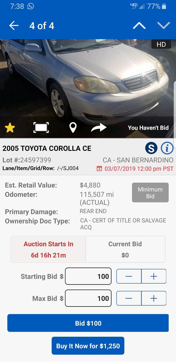 2005 Toyota Corolla Only 1250 Car Is At Copart San Bernardino For 2005 Toyota Corolla Only 1250 Car Is At Copart San Bernardino