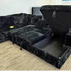 NEW SECTIONAL SOFA PULLOUT SLEEPER WITH STORAGE CHAISE AND FREE DELIVERY PAY UPON ARRIVAL