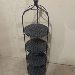 Metal And Wicker Plant Stand ..46x11