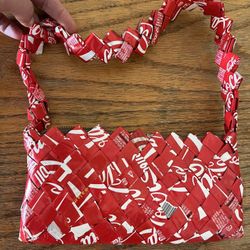 Coca-Cola Red Wrapping Label Handmade Handbag Pouch Purse Is Clean Material, 1 Small Marking on Top Inside