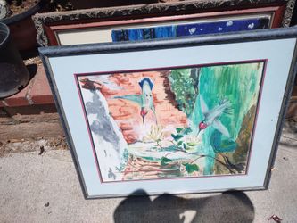 Framed Hummingbird Painting / Art Print - Framed Wall Decor