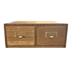 Vintage Oak Two-Drawer Card Catalog Box 