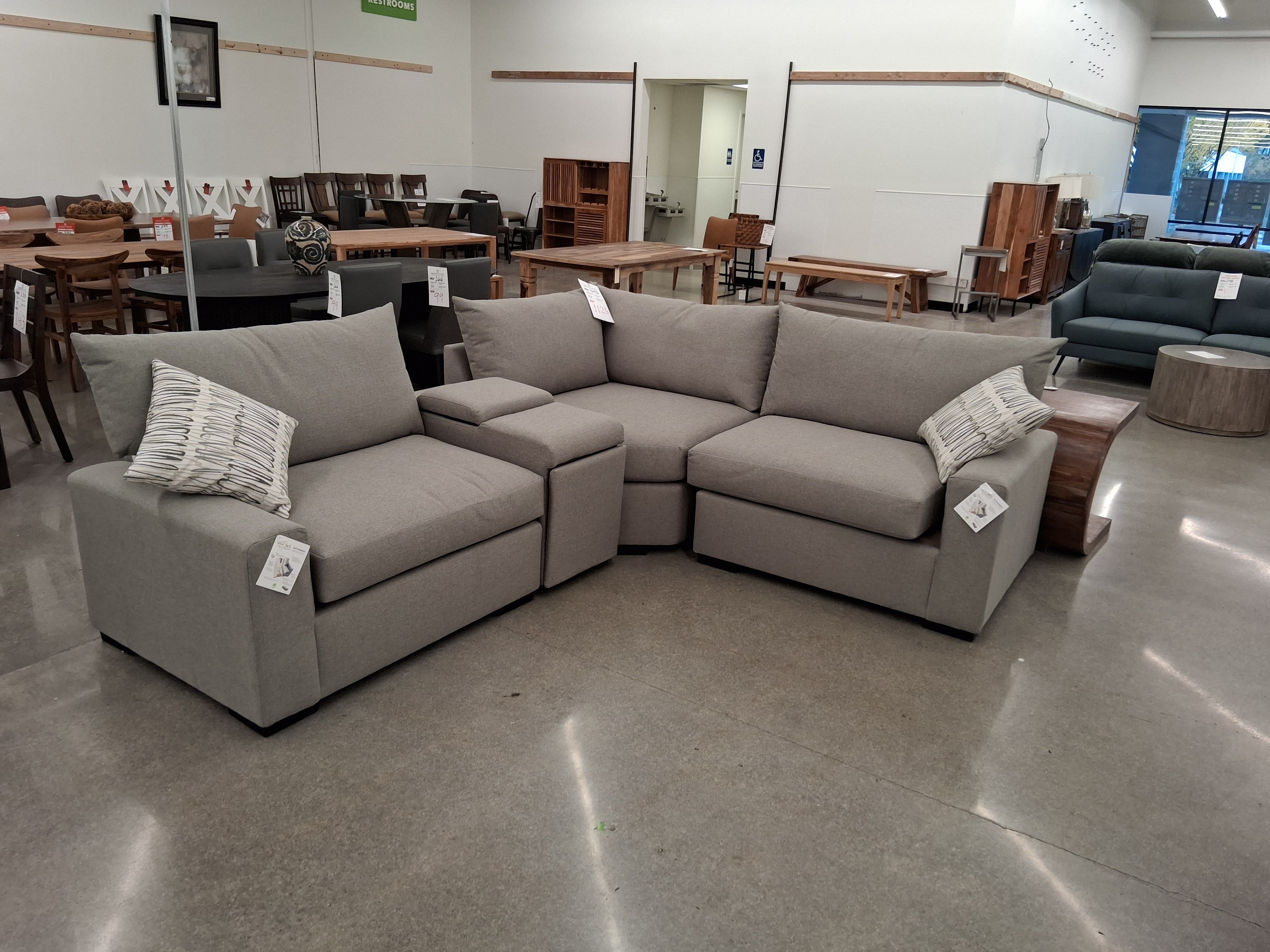 CONTEMPORARY RECYCLED GRAY SOFA, LOVE AND CHAIR 