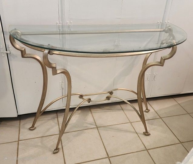 Elegant Gold Metal & Glass Console Table – 46" Wide