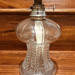 VTG Lamplight Farms Oil Lamp Clear Glass Drapery Pattern Model NR 255 No Shade