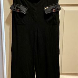 Marciano Vintage Y2K Strapless Black Jumpsuit Wide Leg Statement Buttons, M  Purchased in Marciano boutique for $178, worn twice  Lined bra area  Rope