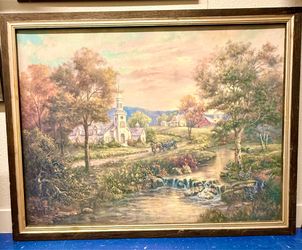 Large Carl Valente "Vermont Colonial Times" Framed Wall Art - 52" × 41" $125 • LAS VEGAS, NV