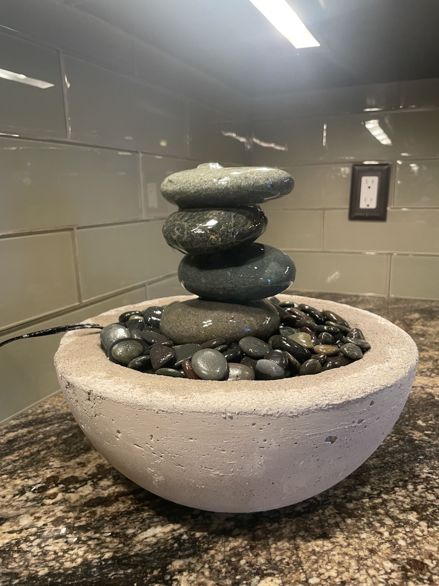 Rock Cairn Tabletop Water Fountain, Four Rock Fountain Perfect for Indoor Decoration