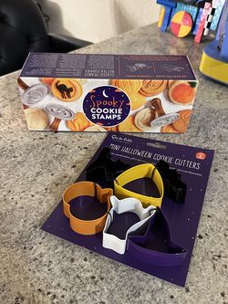 Brand New Halloween Baking Lot – Spooky Cookie Stamps + Mini Halloween Cookie Cutters Set