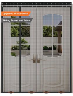 Sliding Screen Door with Track and Mesh Black, 36-38 * 82IN