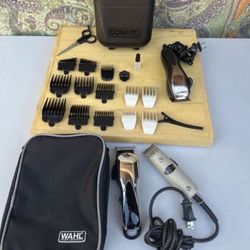 Lot Of 3 Haircut Trimmers Machines Conair , Oyster , Hatteker W Accessories N Cases Make Offer Make Offer  