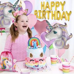 Girls Birthday Unicorn Party Supplies Set and Decorations — NEW  