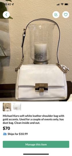 Michael Kors Optic White Soft Leather Shoulder Bag With Gold Accents, Comes With Dust Bag. Used For Two Events. Mint Condition 